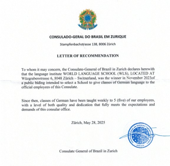 Carta de recomendação do consulado
